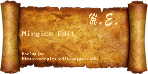 Mirgics Edit névjegykártya